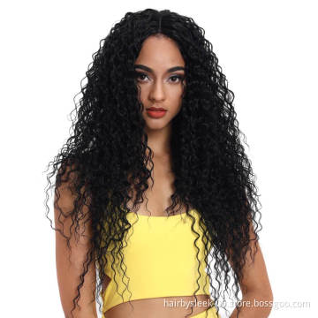 31Inch 1B# Synthetic Lace Front Wig High-Temperature Synthetic Fiber Energetic Spring Curly Long Wavy Hair wigs For Black Women